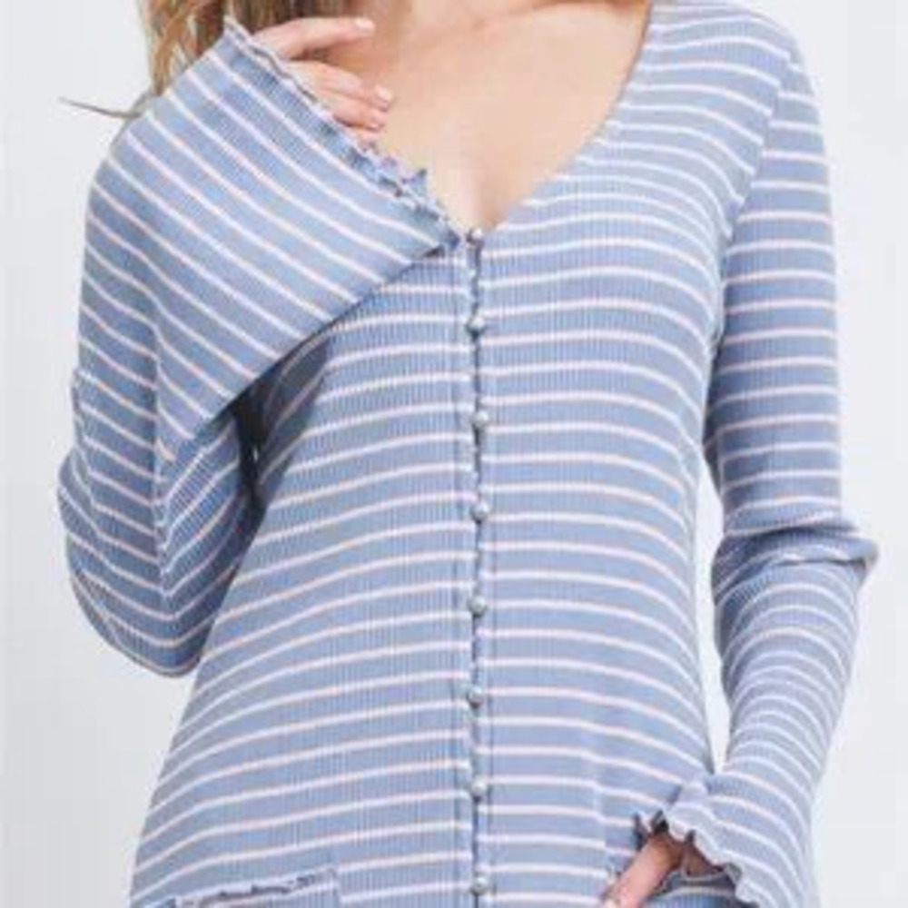 BLUE PINK STRIPES DRESS - Picture 5 of 7